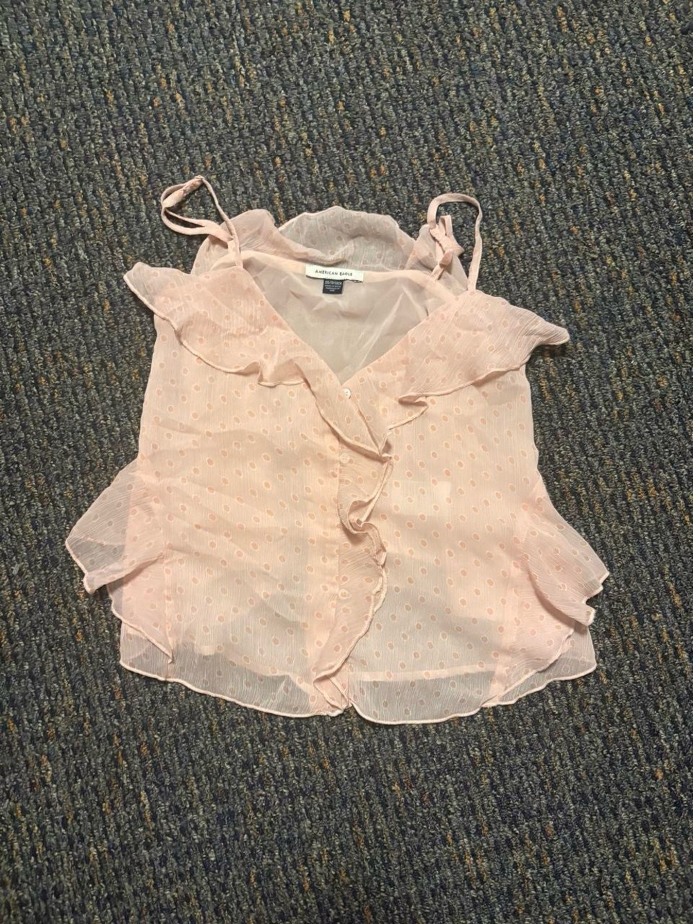 American Eagle Pink Polka Dot Ruffle Camisole Size XS
